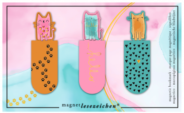 Magnetbokm�rke Katter, triss i metallic